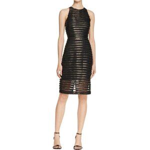 Parker Braelyn Faux Leather Striped Dress